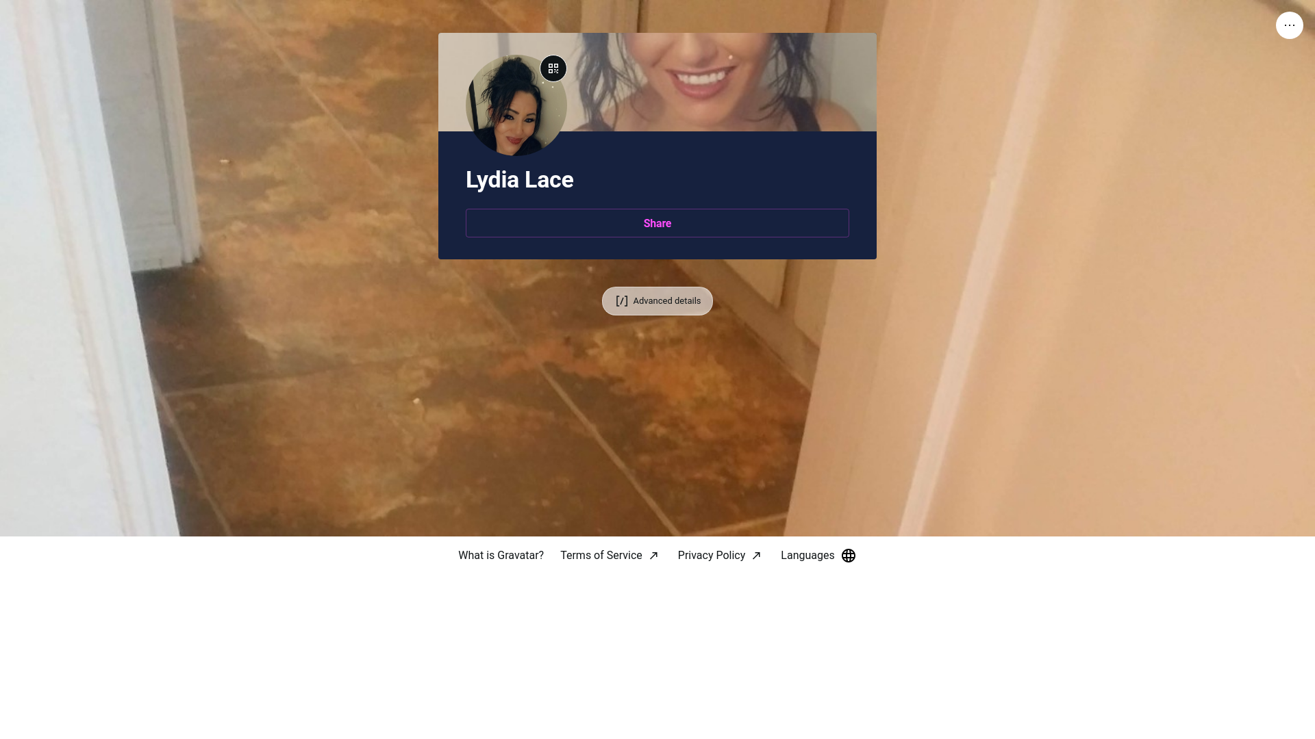 website screenshot of https://lydialace.link/