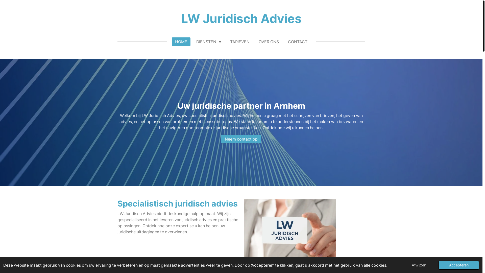 website screenshot of https://lwjuridischadvies.nl/