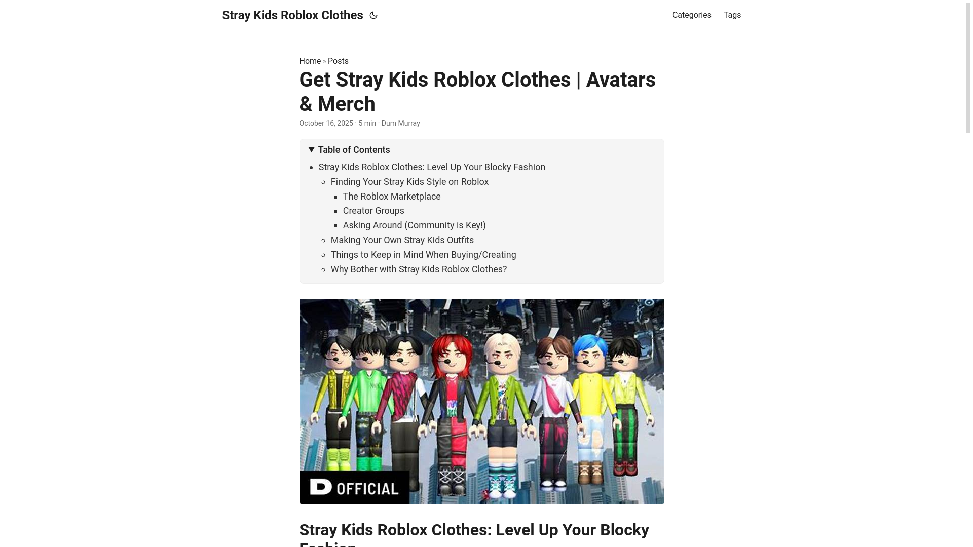 website screenshot of https://stray-kids-roblox-clothes.pages.dev/