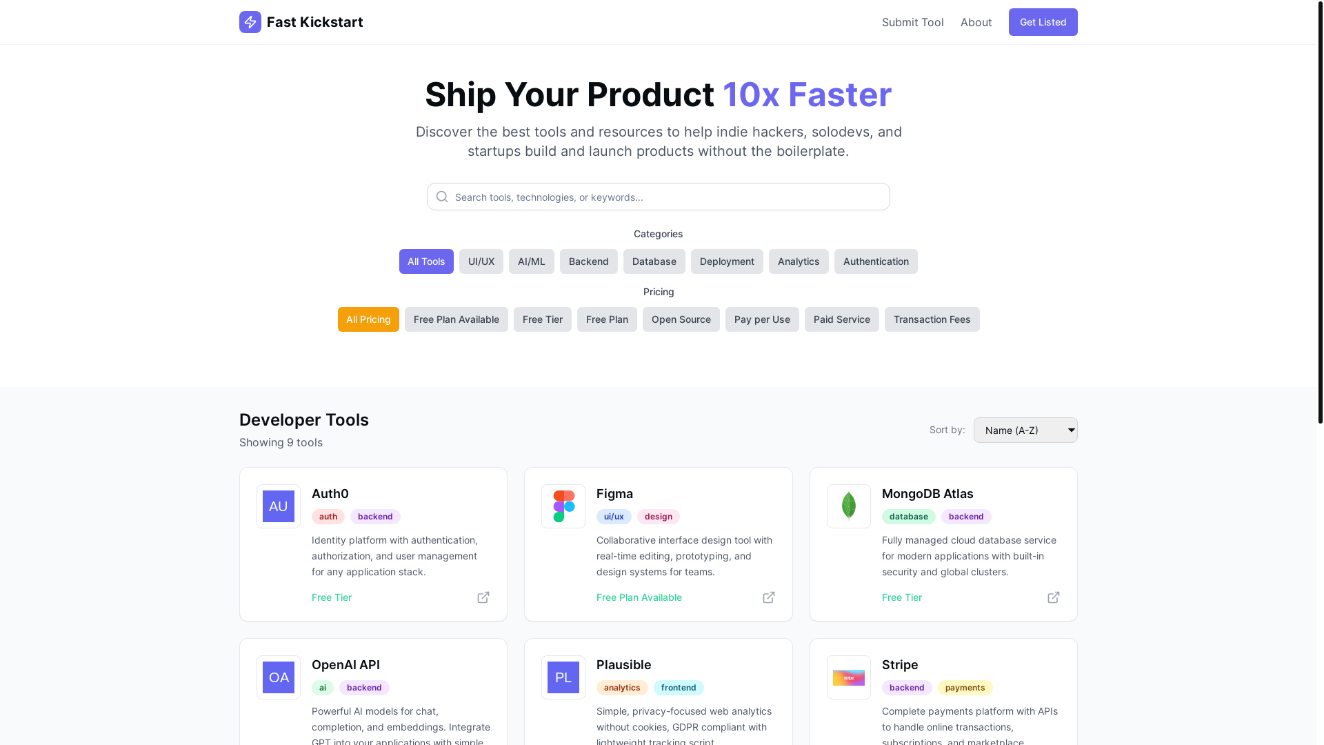 website screenshot of https://fastkickstart.com/