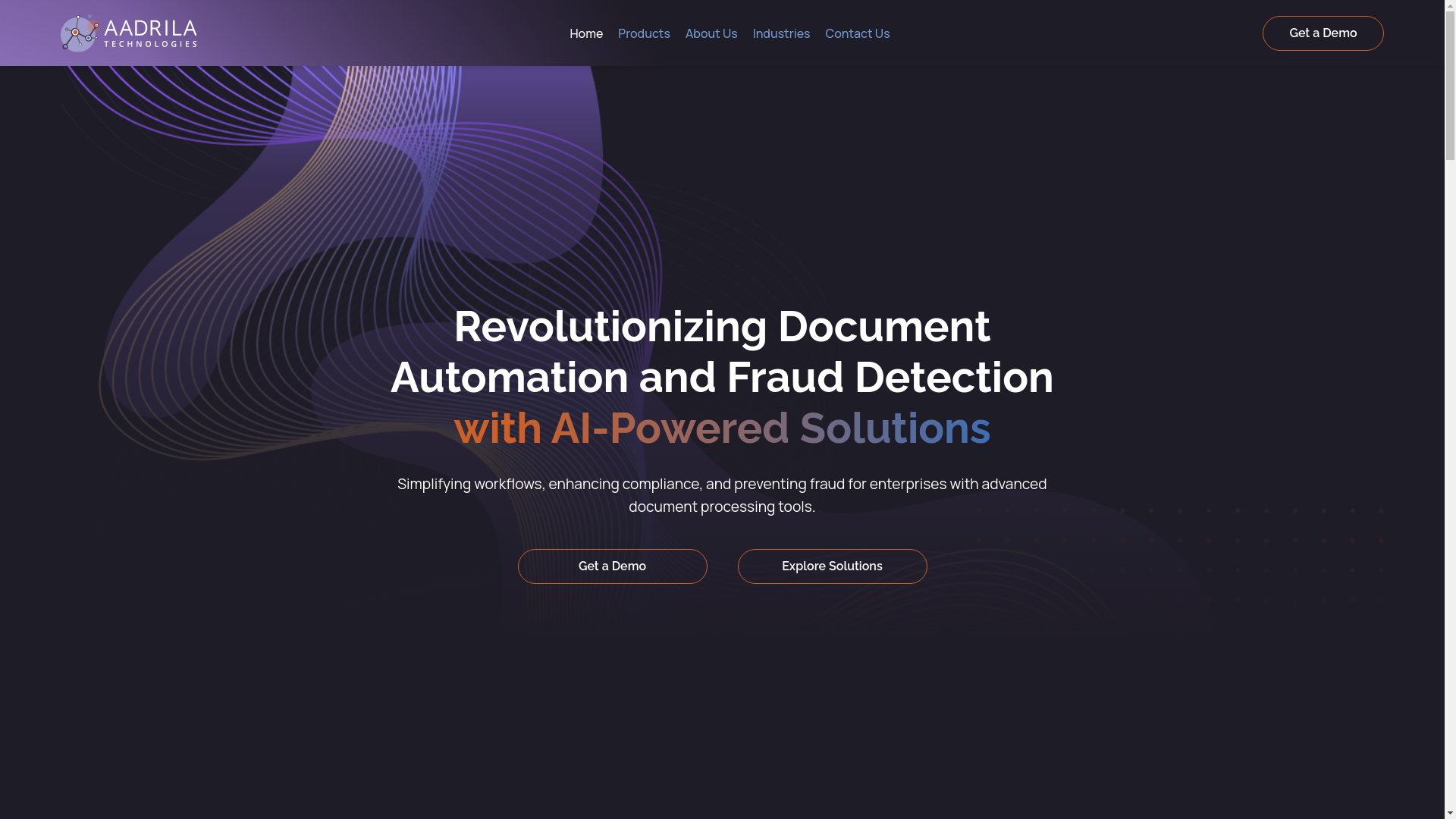 website screenshot of https://aadrila.ai
