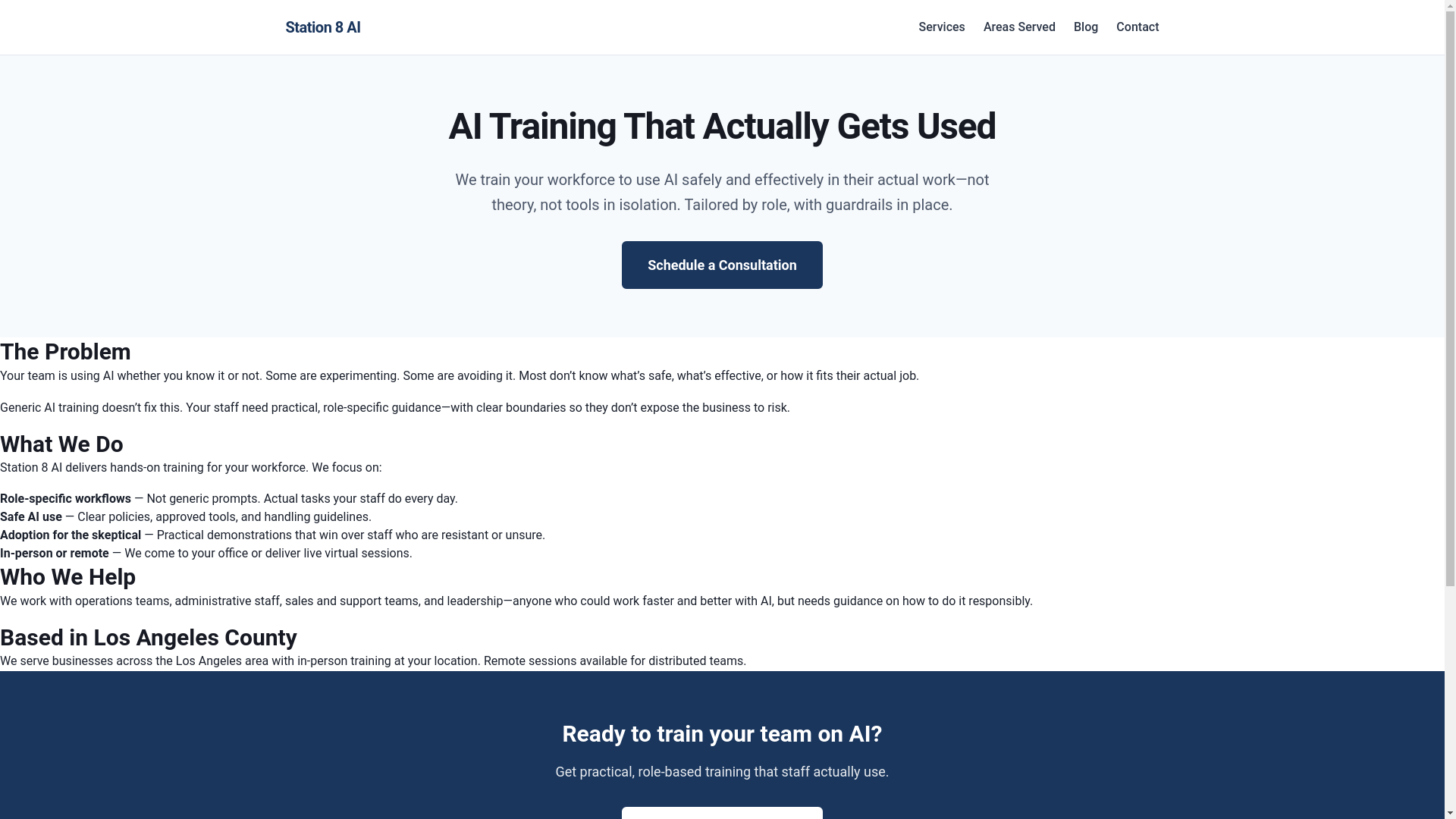 website screenshot of https://station8ai.com/