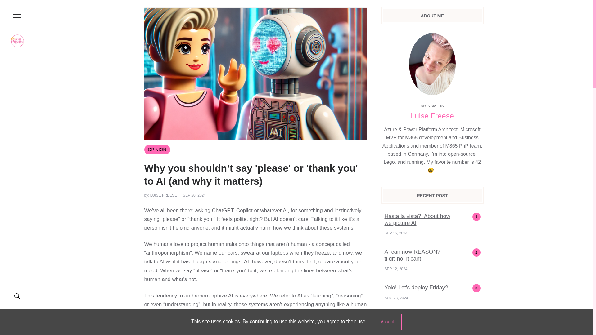 website screenshot of https://www.m365princess.com/blogs/ai-please/