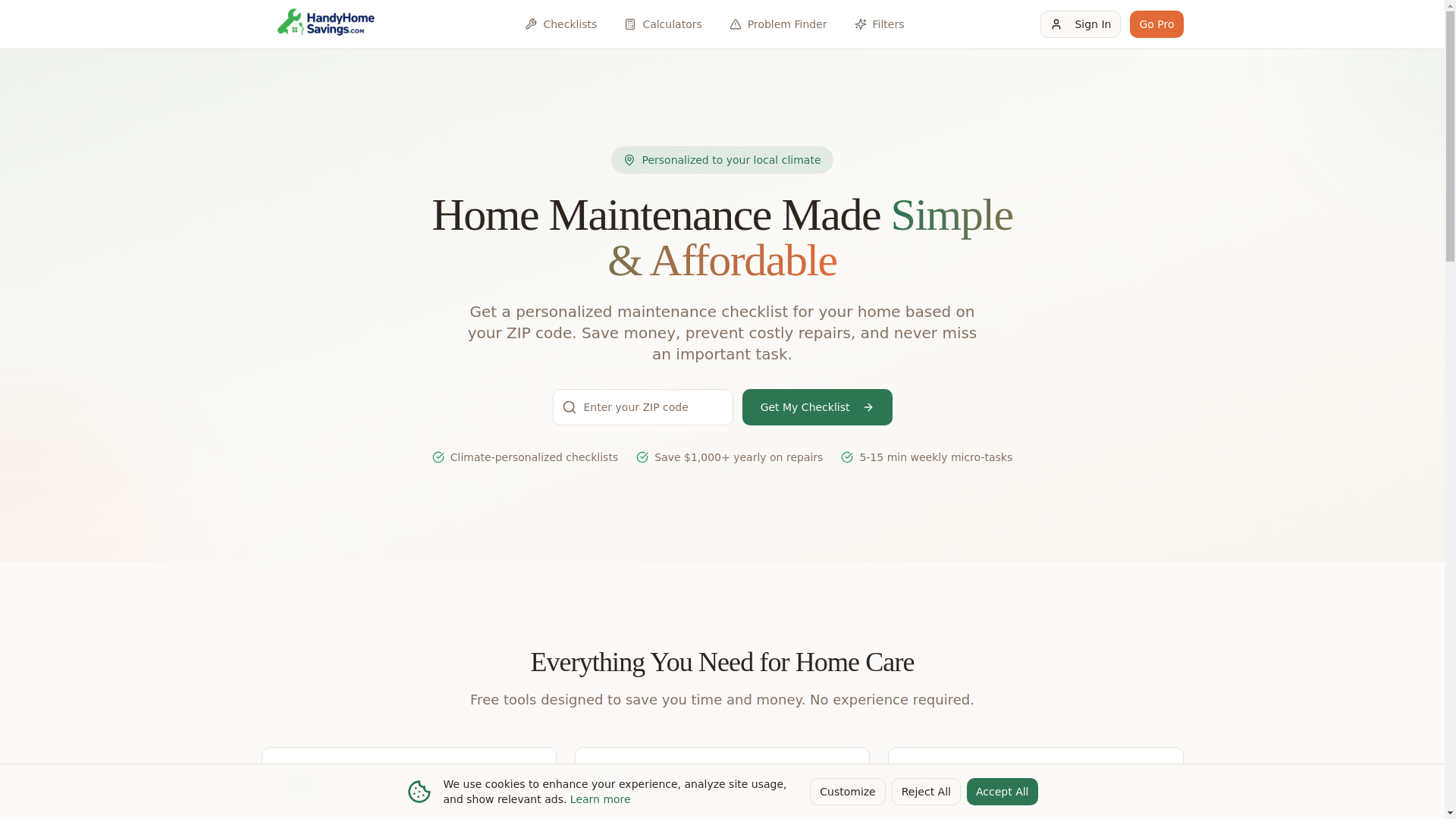 website screenshot of https://handyhomesavings.com/
