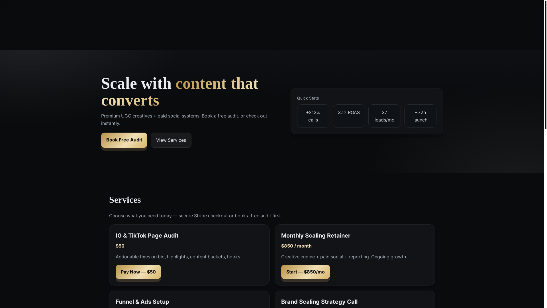 website screenshot of https://scaledbyadrian.com/