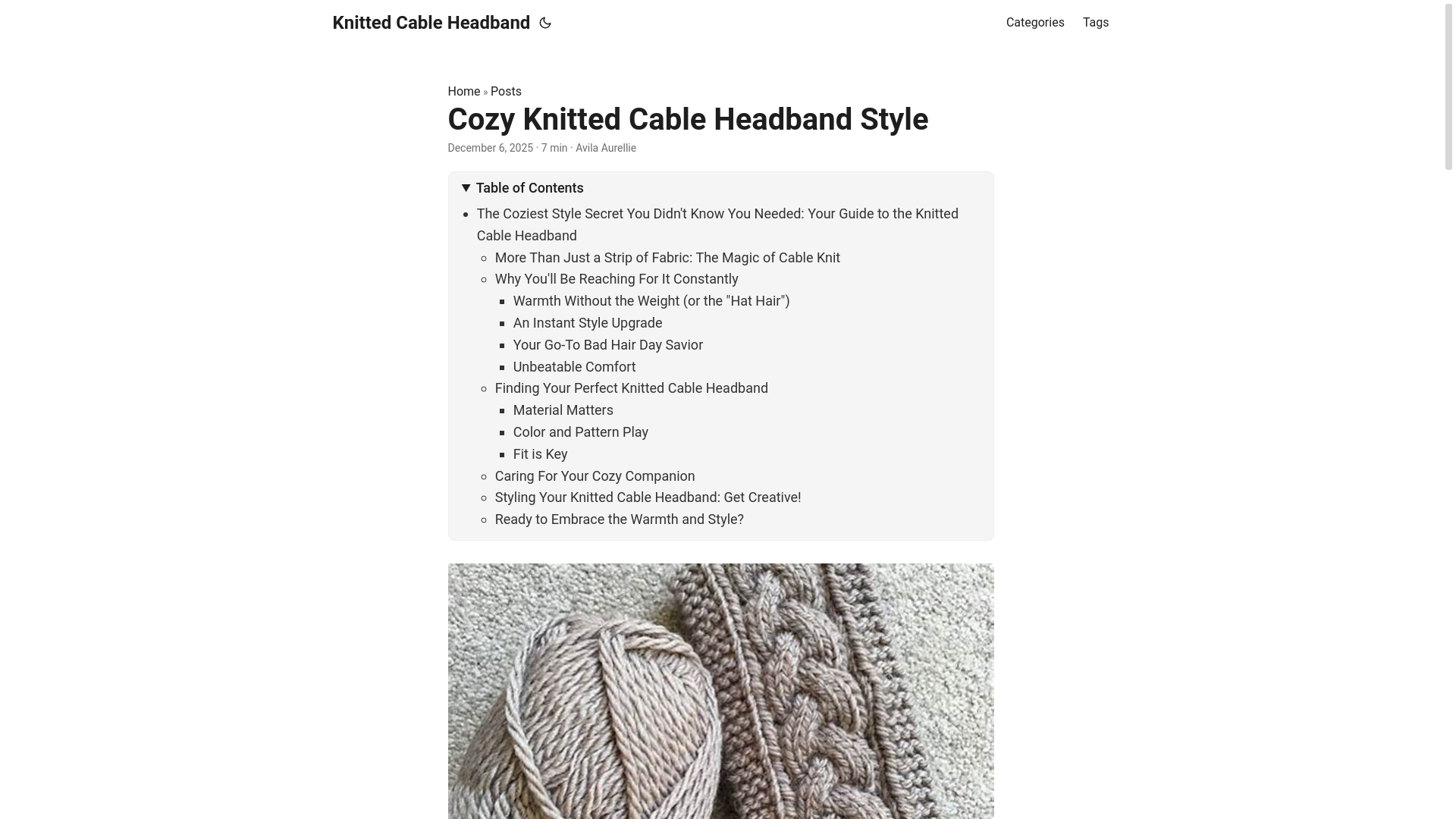 website screenshot of https://knittedcableheadband2.pages.dev/
