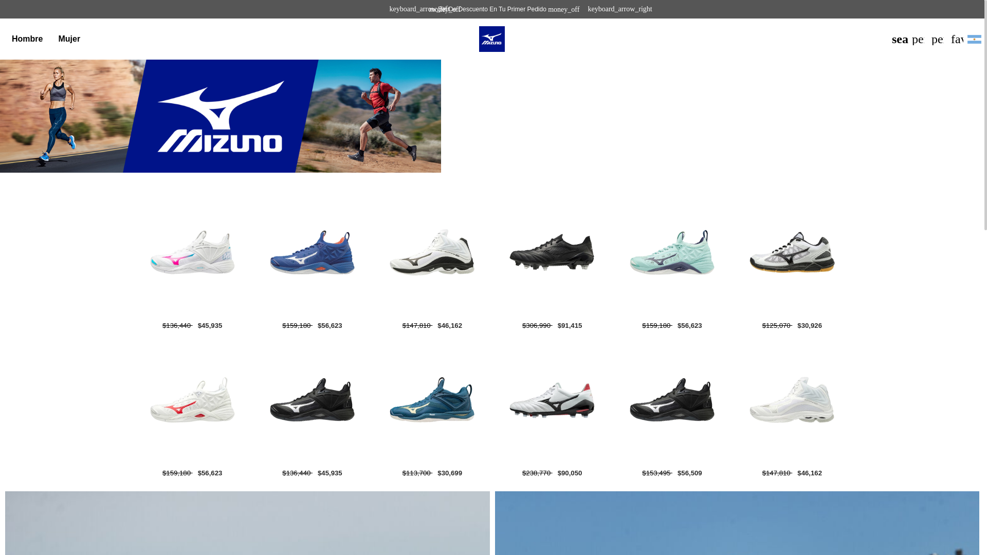 website screenshot of https://www.mizuno-argentina.cc/
