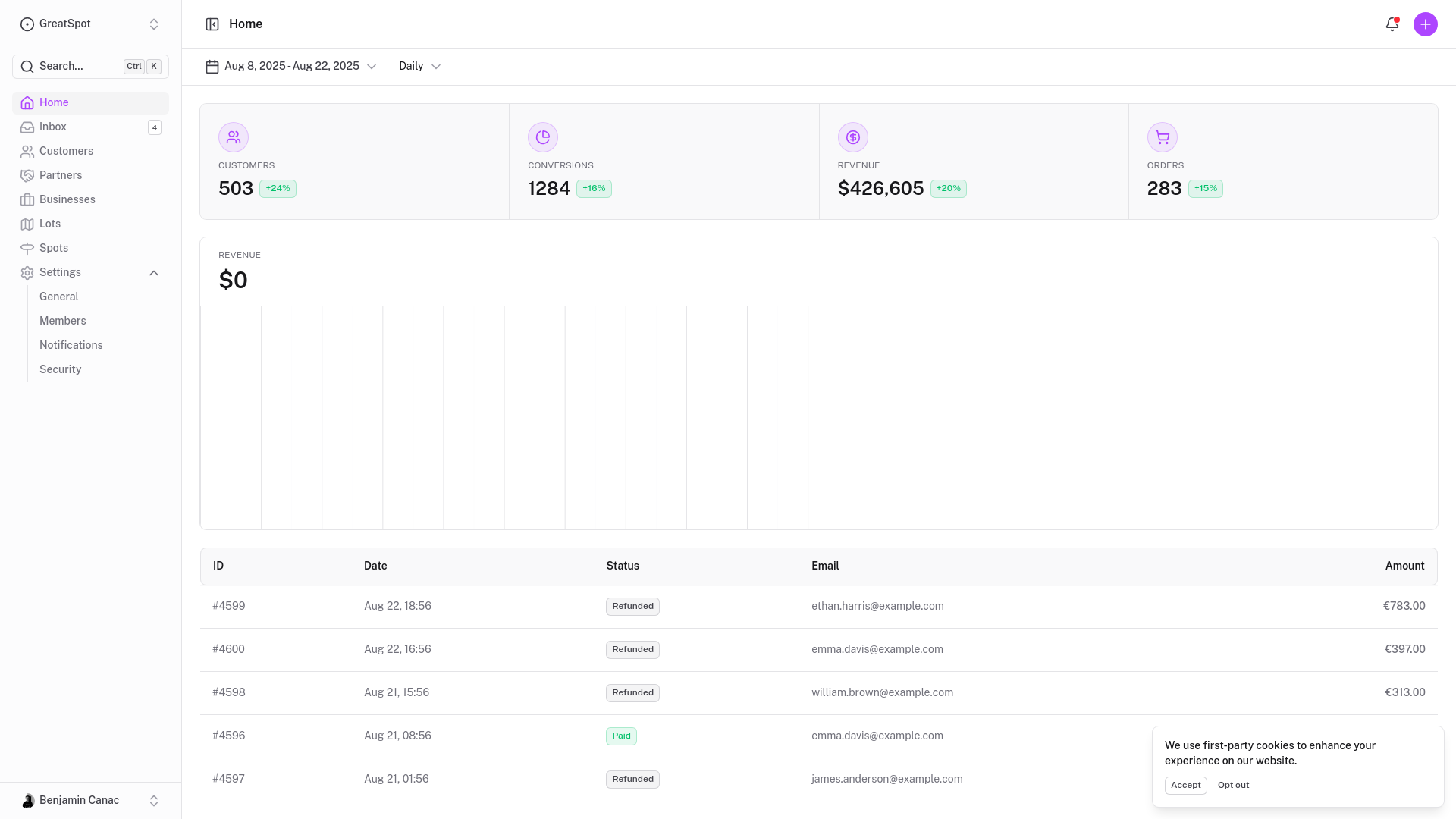 website screenshot of https://greatspot-frontend.pages.dev/