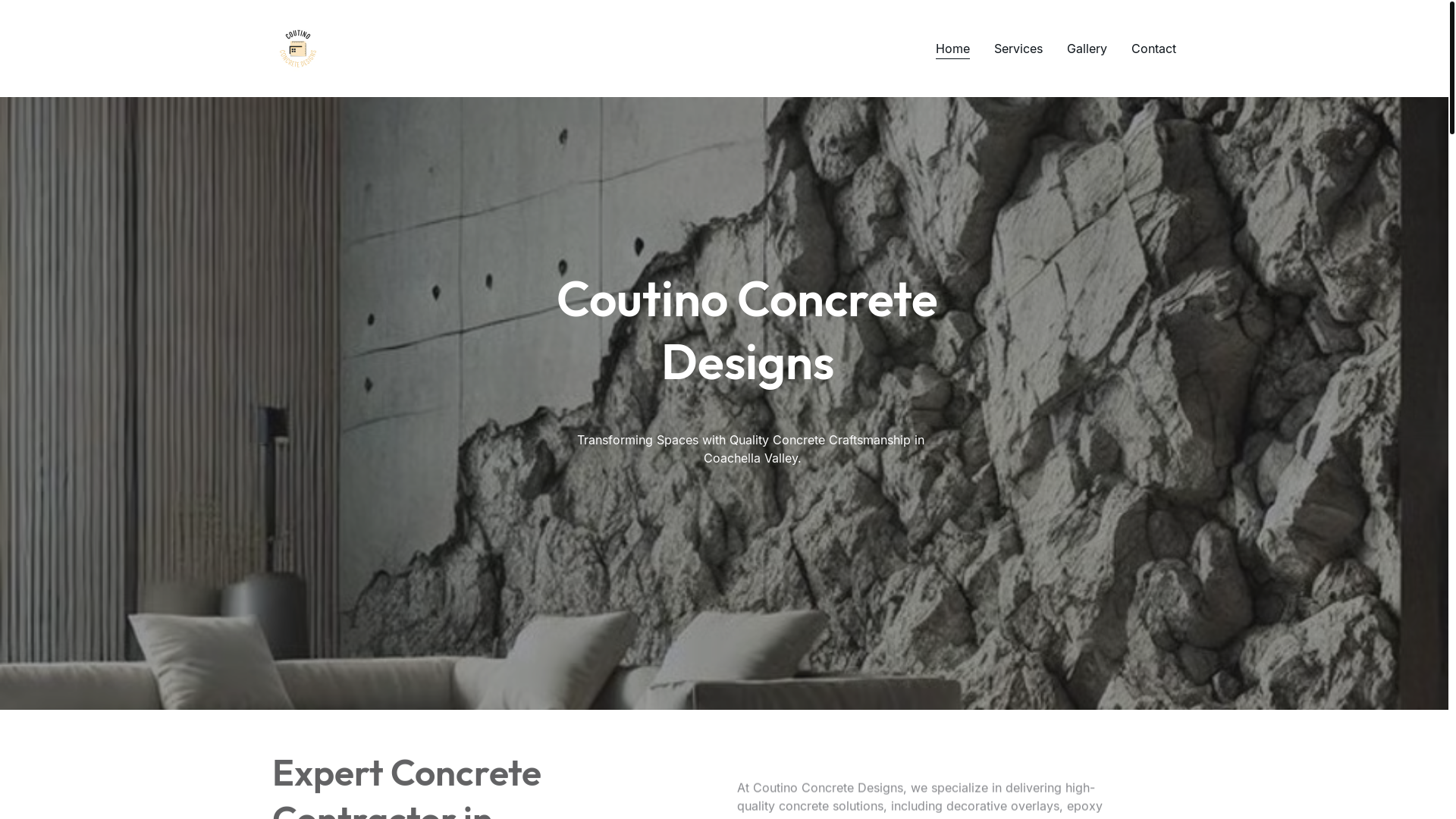 website screenshot of https://coutinoconcretedesigns.com/