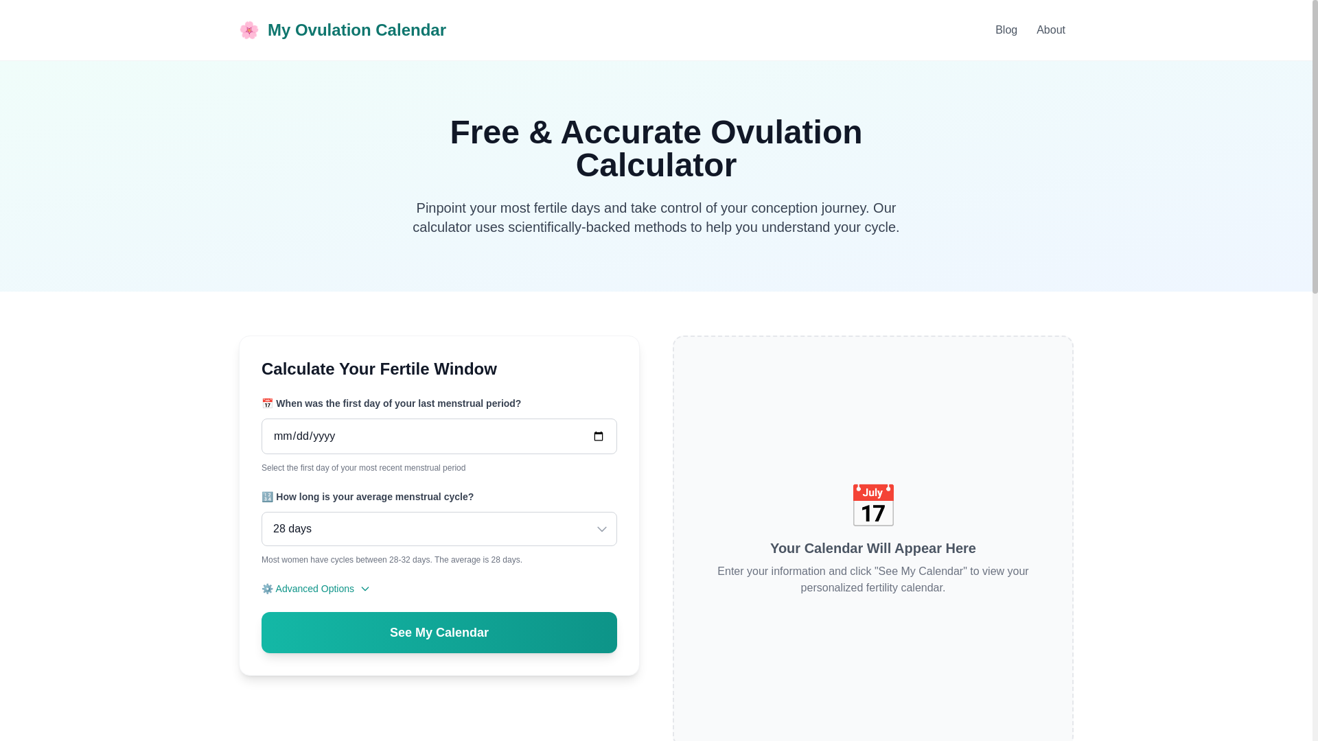 website screenshot of https://my-ovulation-calendar.pages.dev/