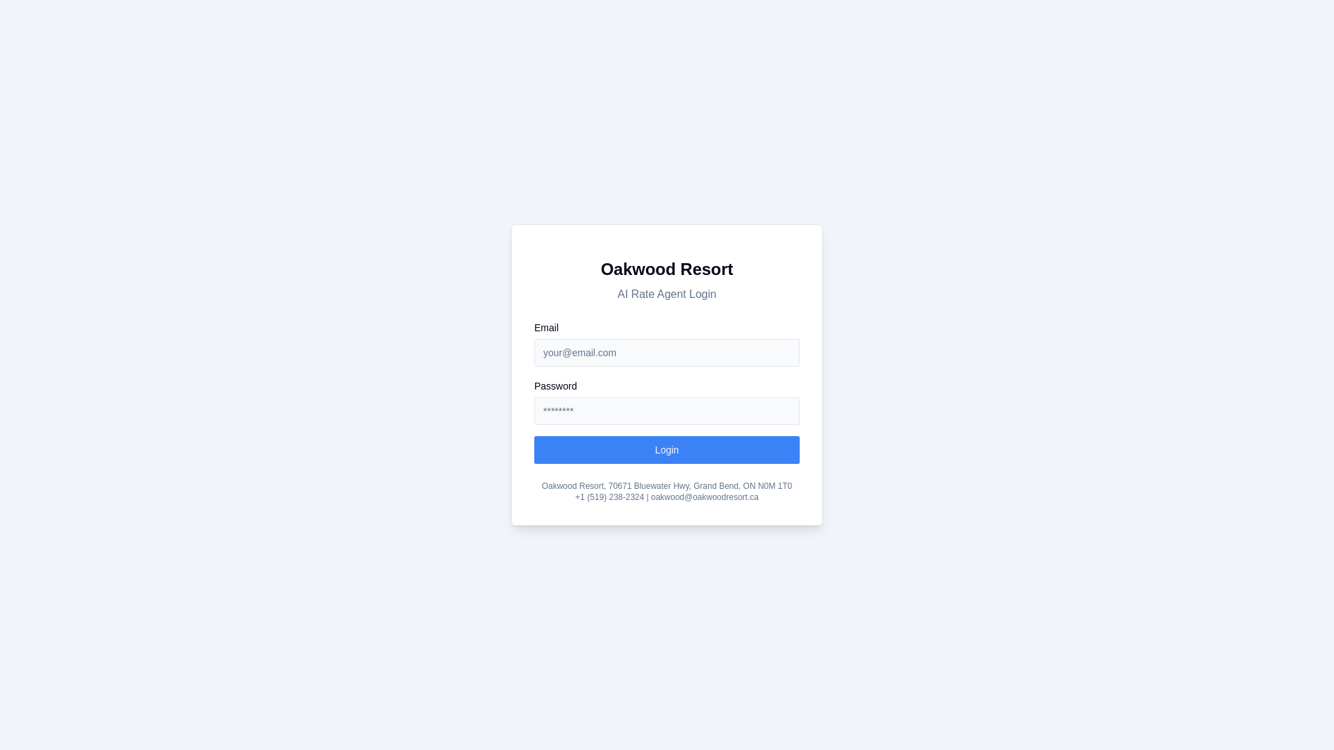 website screenshot of https://oakwoodratemanager.com/