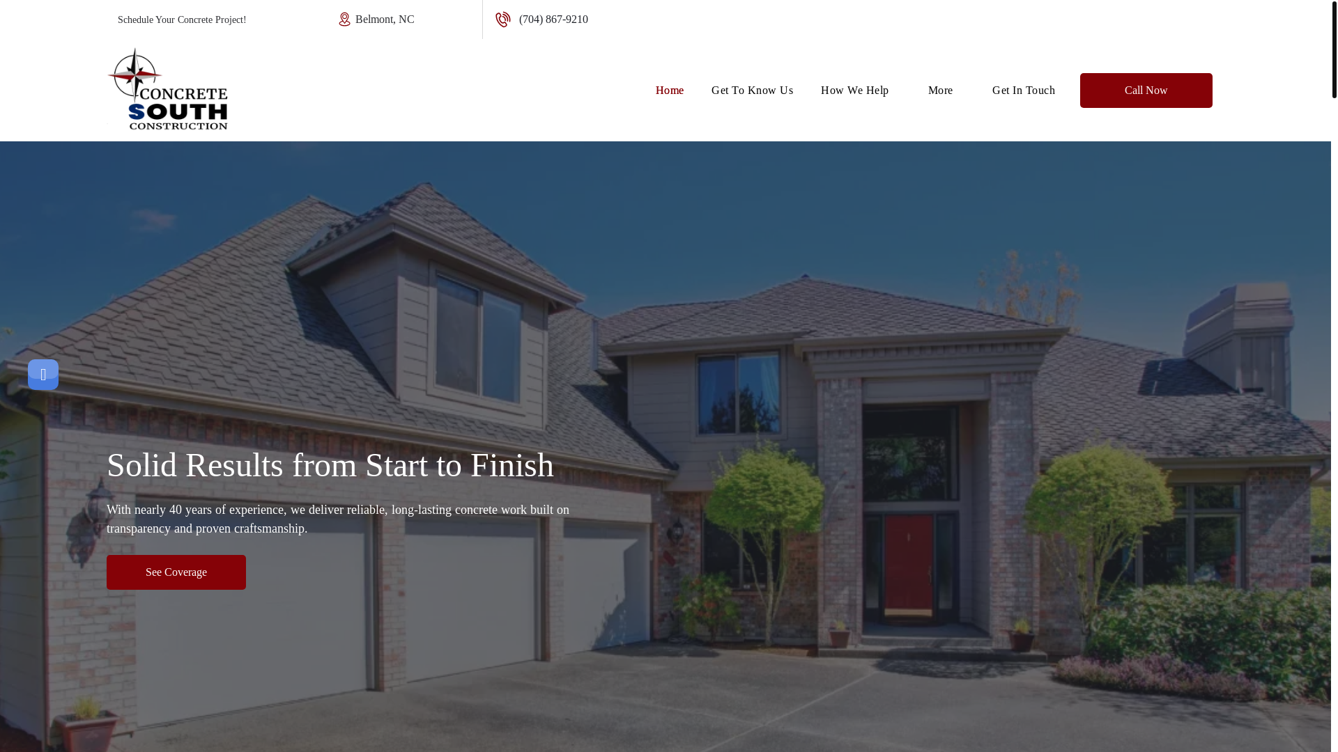 website screenshot of https://concrete-south-construction.com/