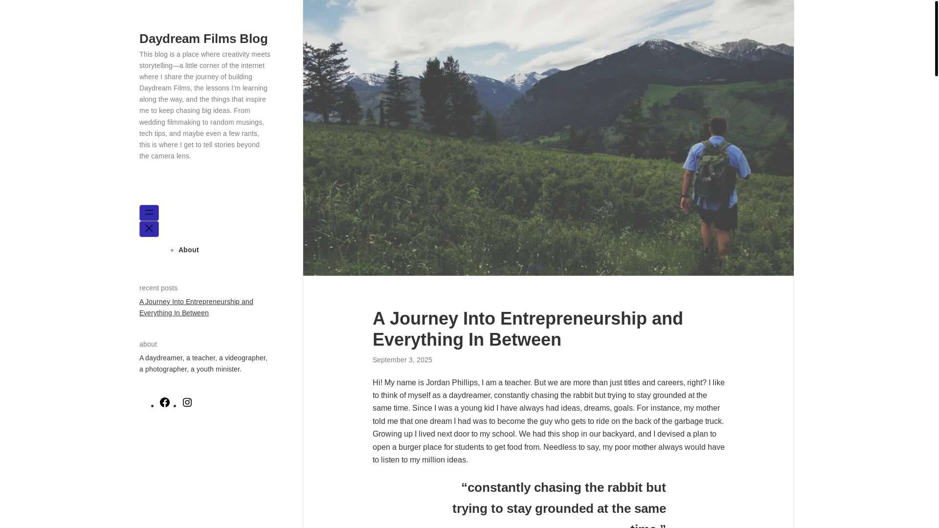 website screenshot of https://daydreamfilms.blog/