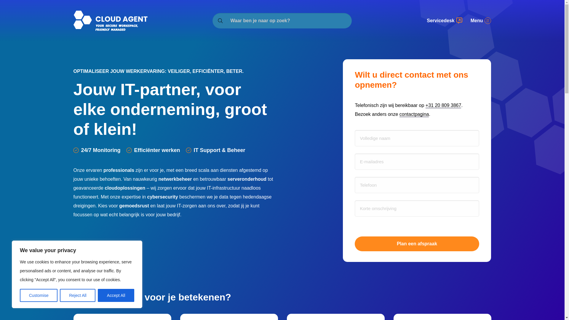 website screenshot of https://cloudagentpro.nl/