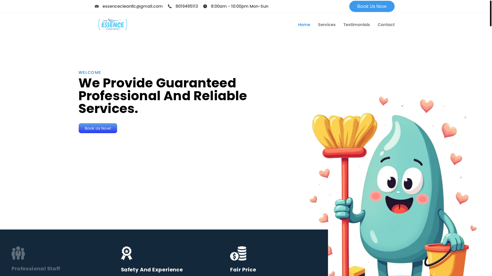 website screenshot of https://essencecleanllc.com/