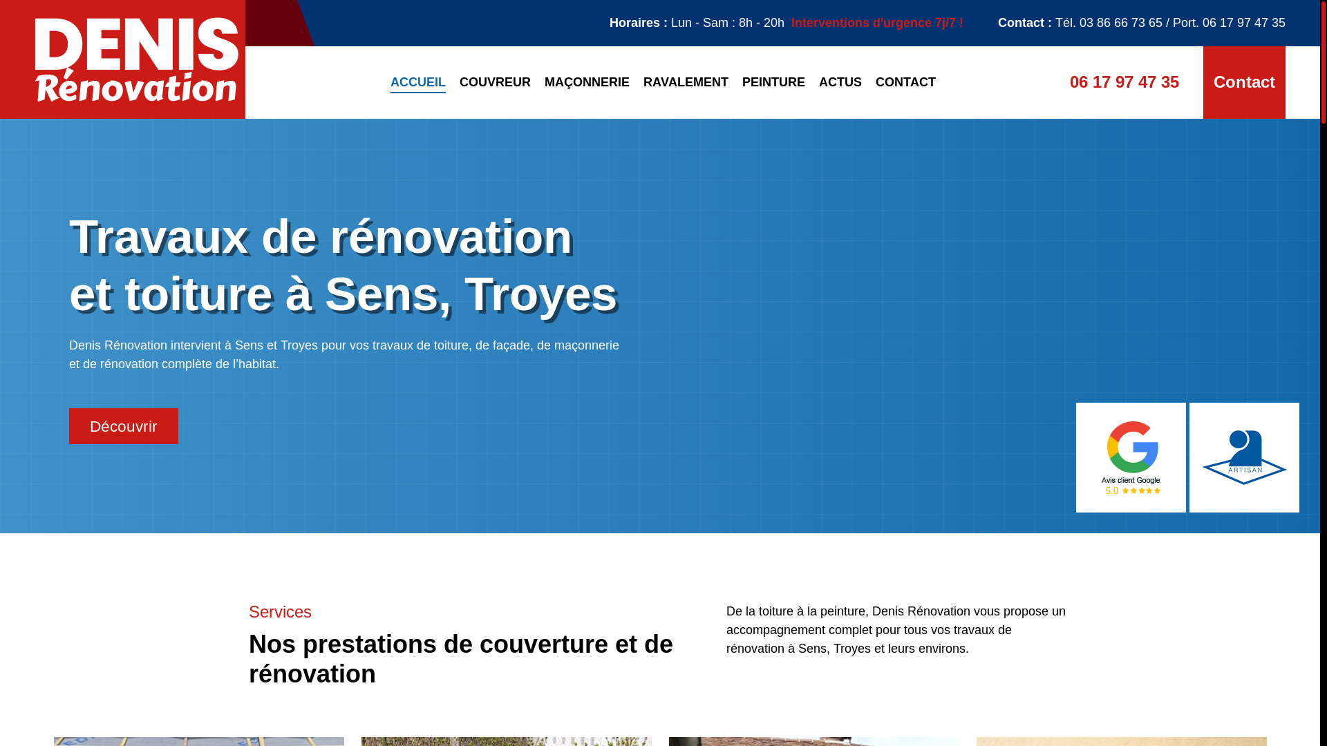 website screenshot of https://denis-renovation.fr/