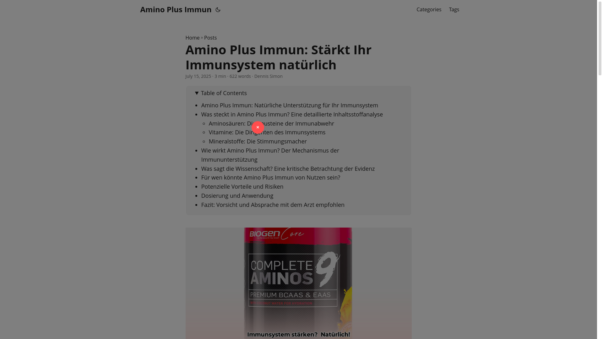 website screenshot of https://amino-plus-immun.pages.dev/