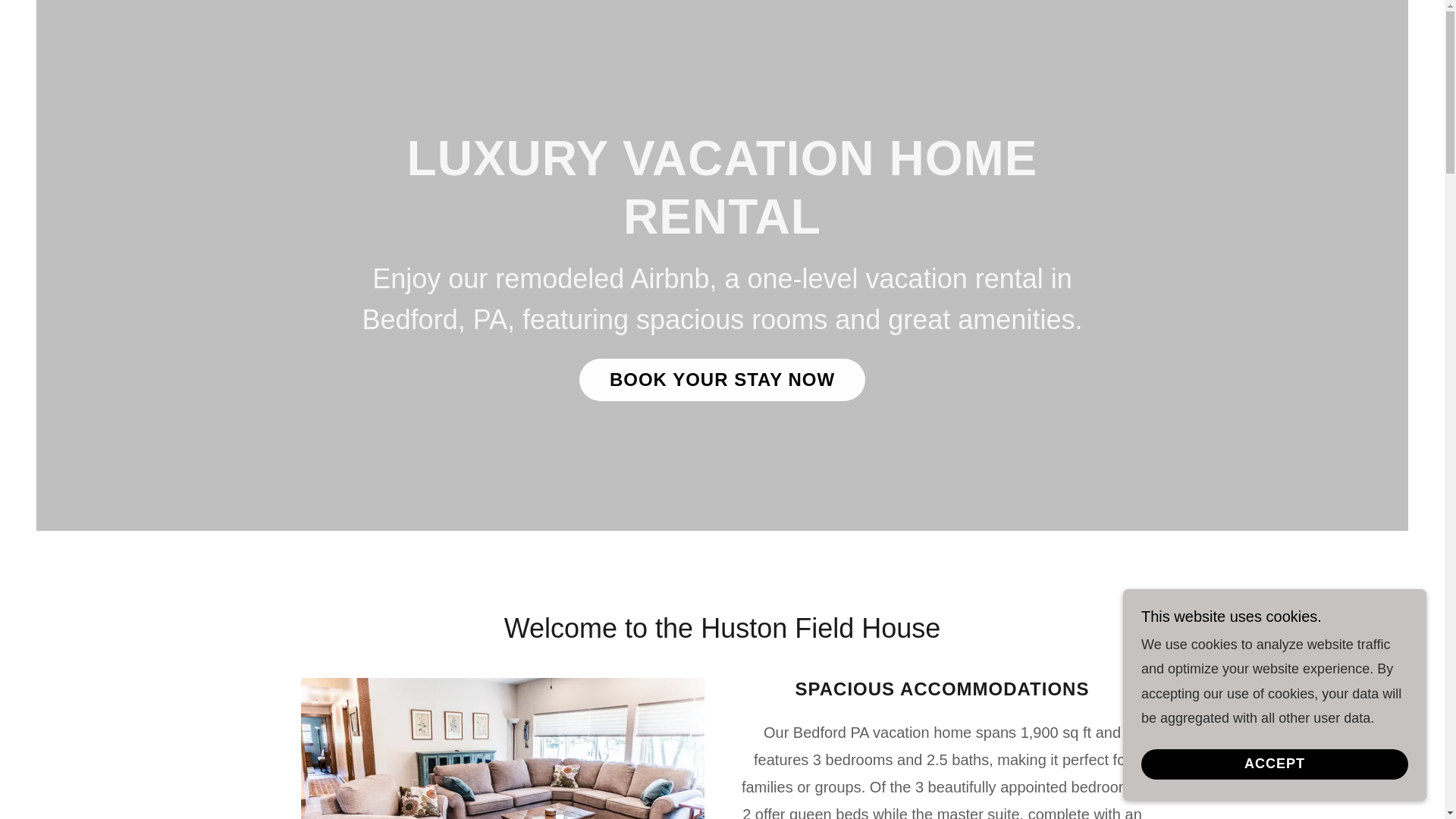website screenshot of https://vacationhomebedford.com/