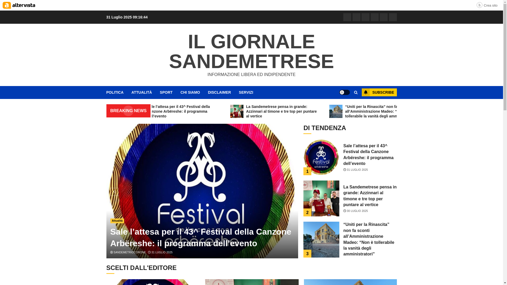 website screenshot of https://ilgiornalesandemetrese.com/