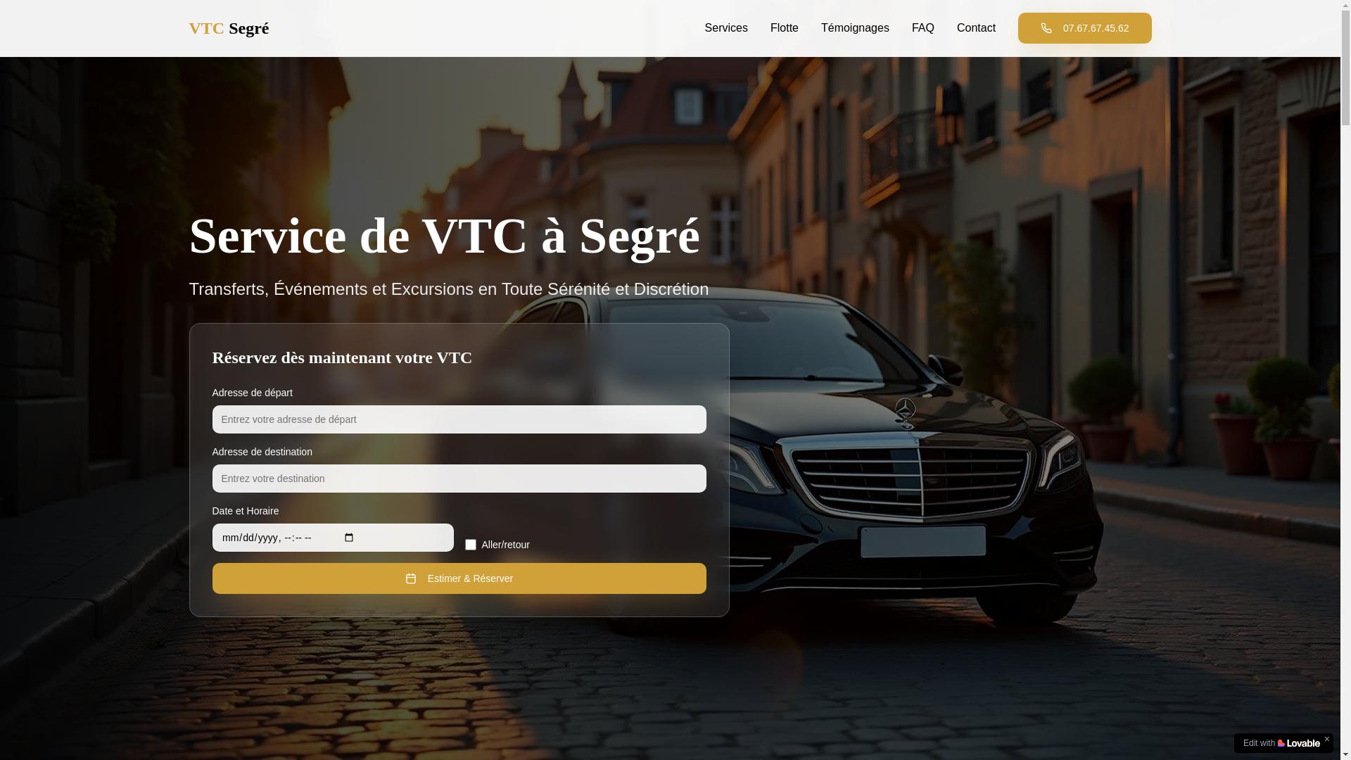 website screenshot of https://vtcsegre.fr/