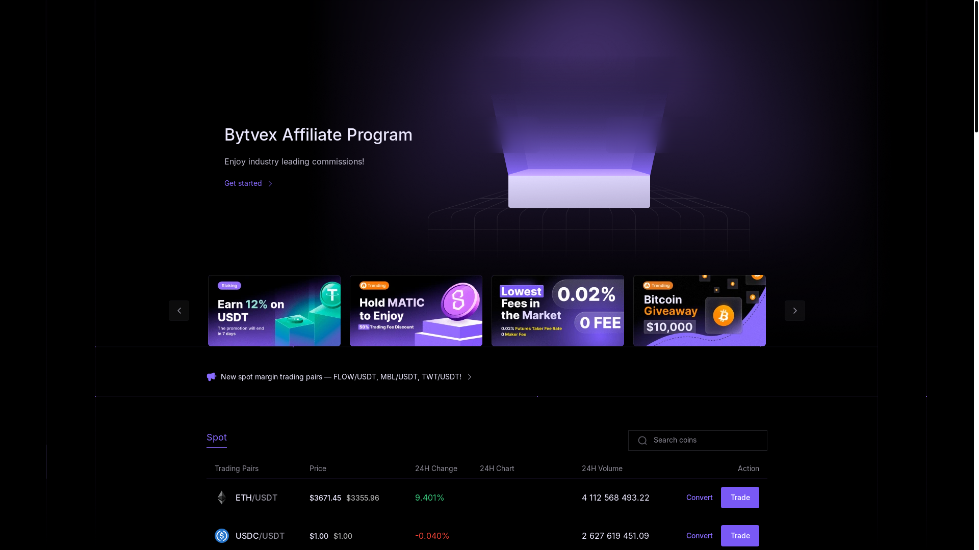 website screenshot of https://bytvex.com/