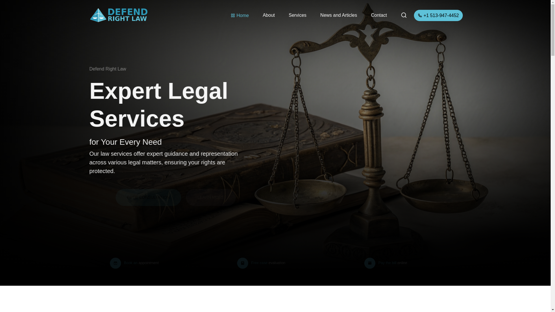 website screenshot of https://defendrightlaw.info/