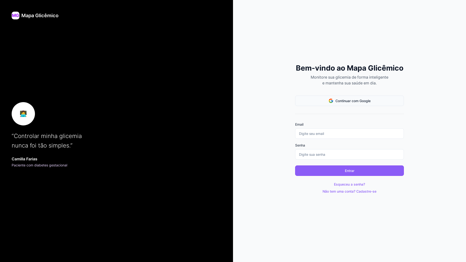 website screenshot of https://mapaglicemico.com/