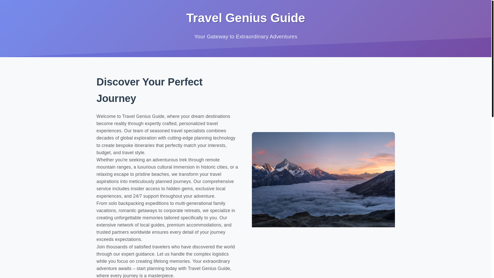 website screenshot of https://travelgeniusguide.vip/