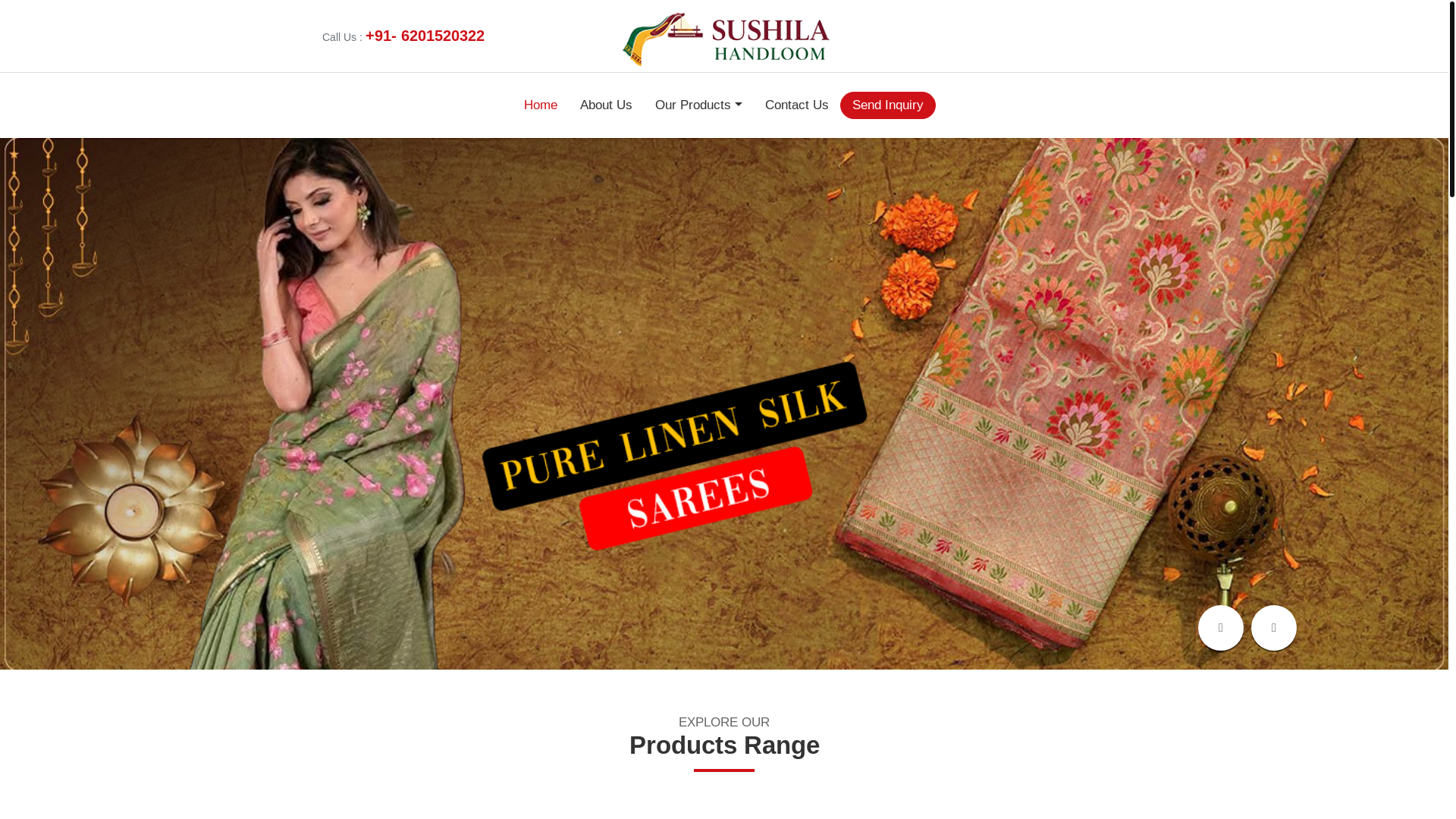 website screenshot of https://sushilahandloom.com/