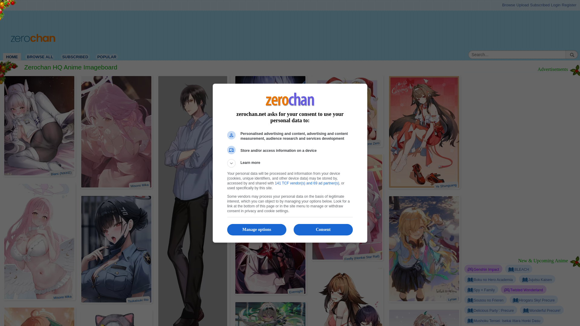 website screenshot of https://www.zerochan.net/?o=0