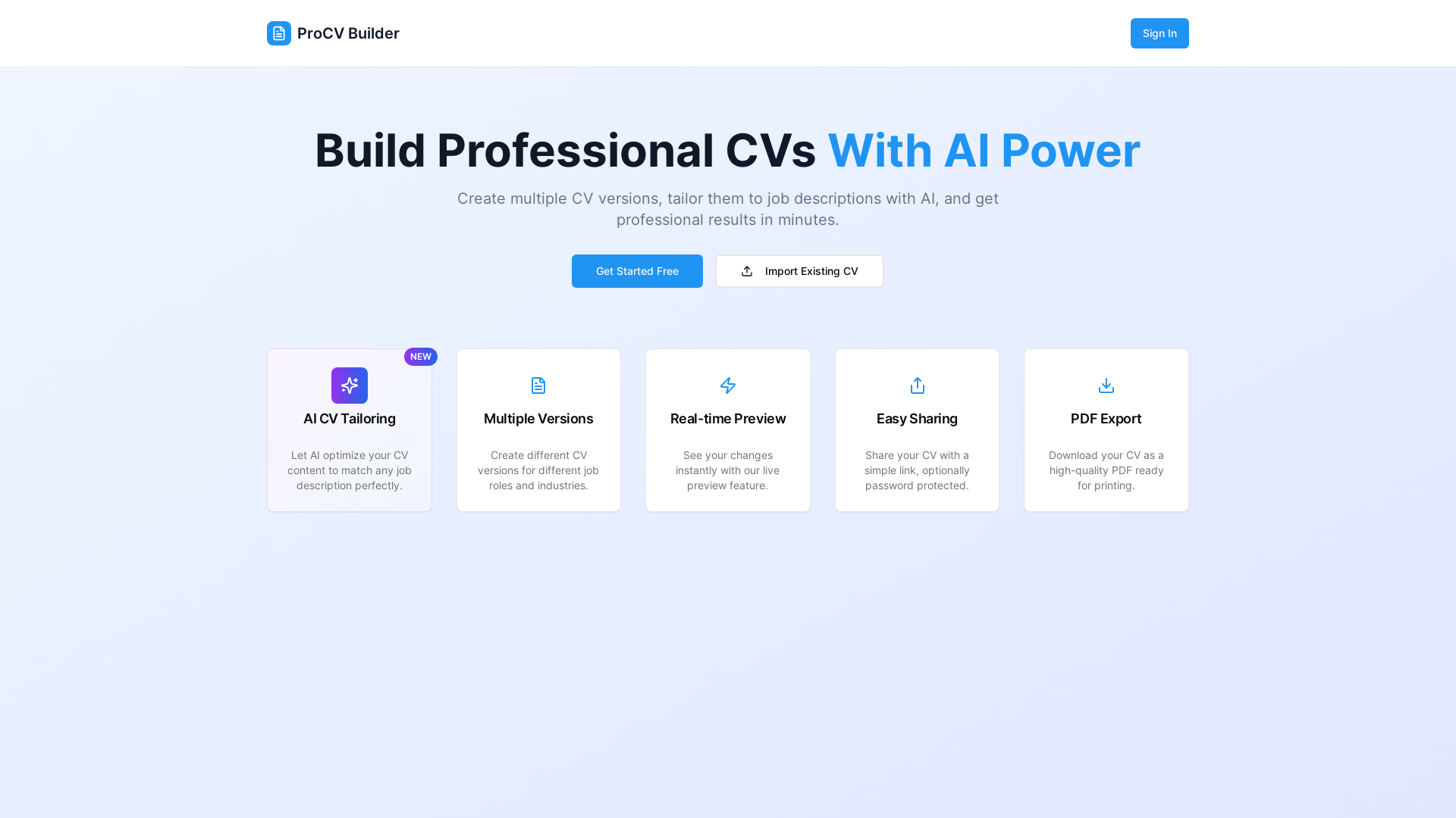 website screenshot of https://smartcvpro.online/