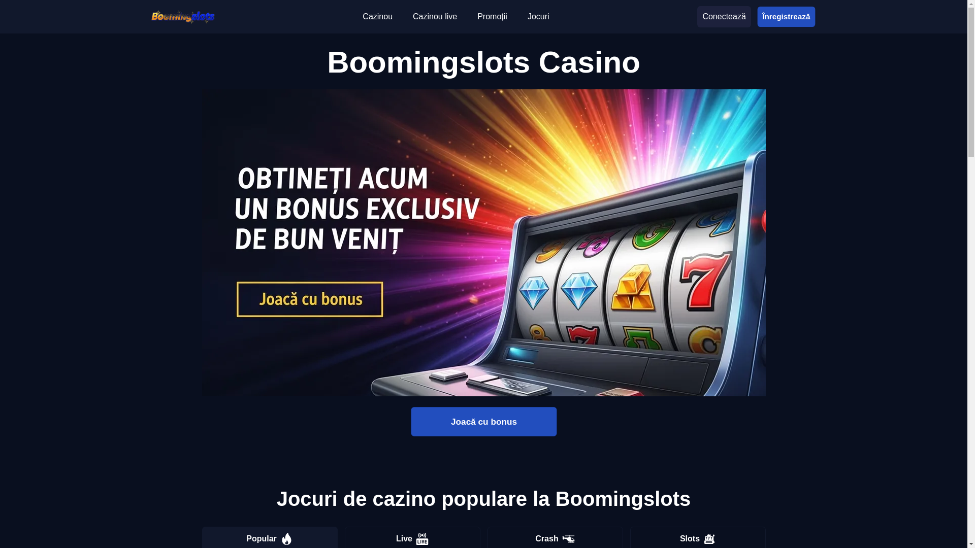 website screenshot of https://boomingslots.ro/