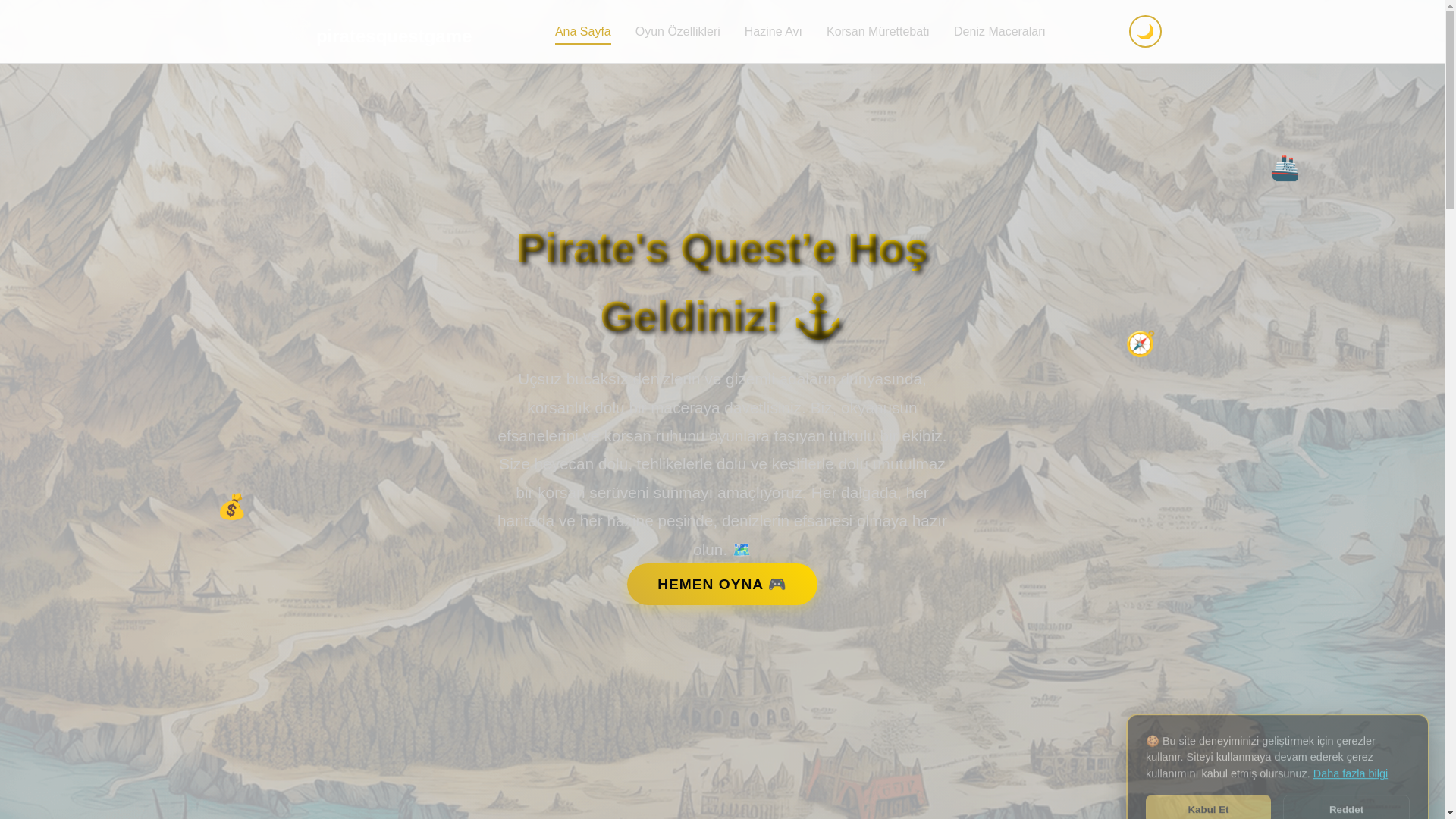 website screenshot of https://piratesquestgame.com/