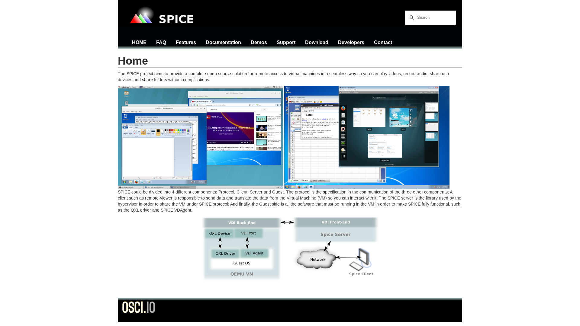 website screenshot of https://spice-space.org/