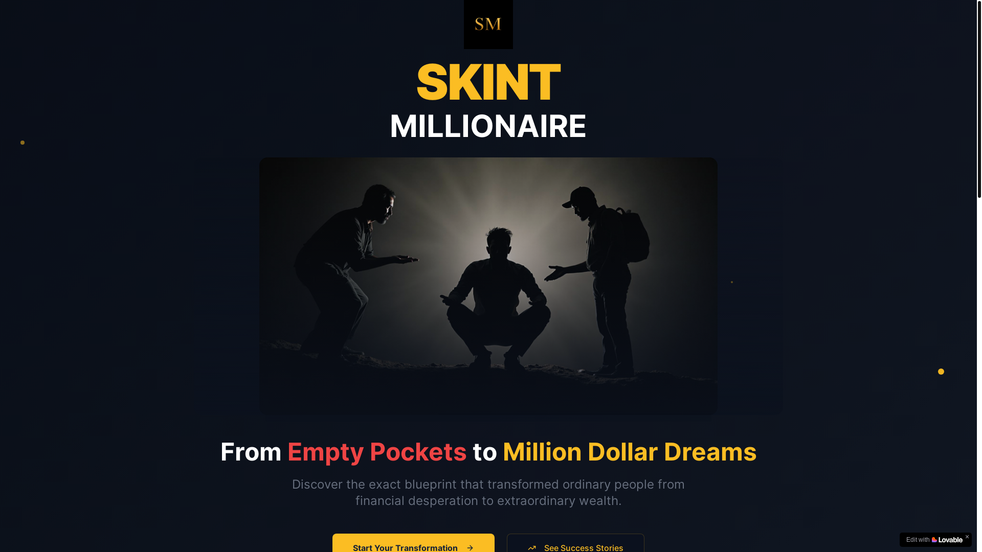 website screenshot of https://skintmillionaire.com/