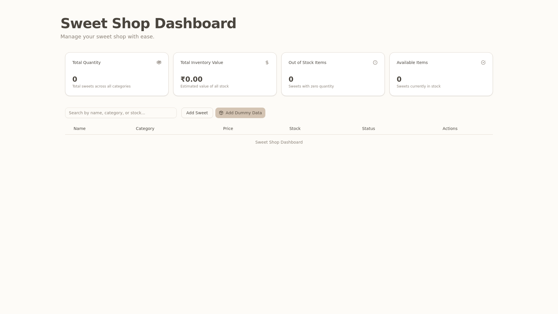 website screenshot of https://sweet-shop-kata.pages.dev/