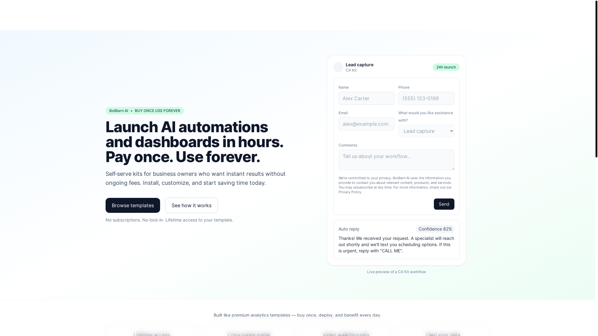 website screenshot of https://botbarnai.com/