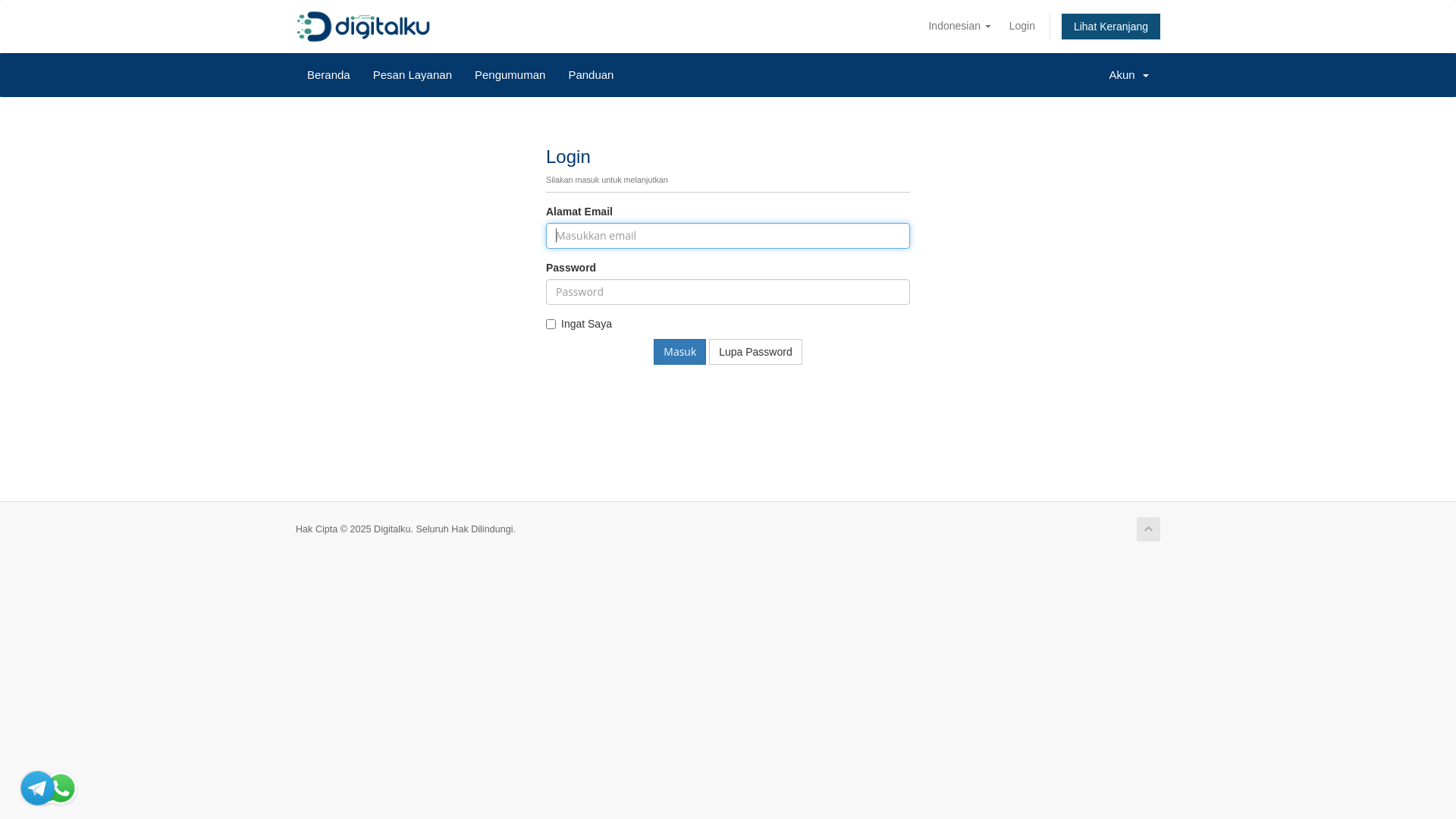 website screenshot of https://portal.digitalku.com/