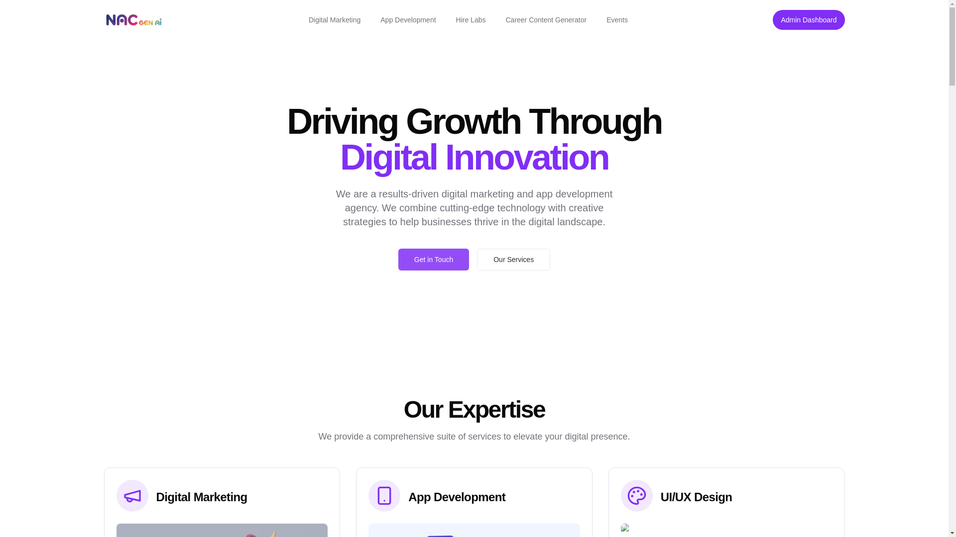 website screenshot of https://nacgenai.in/