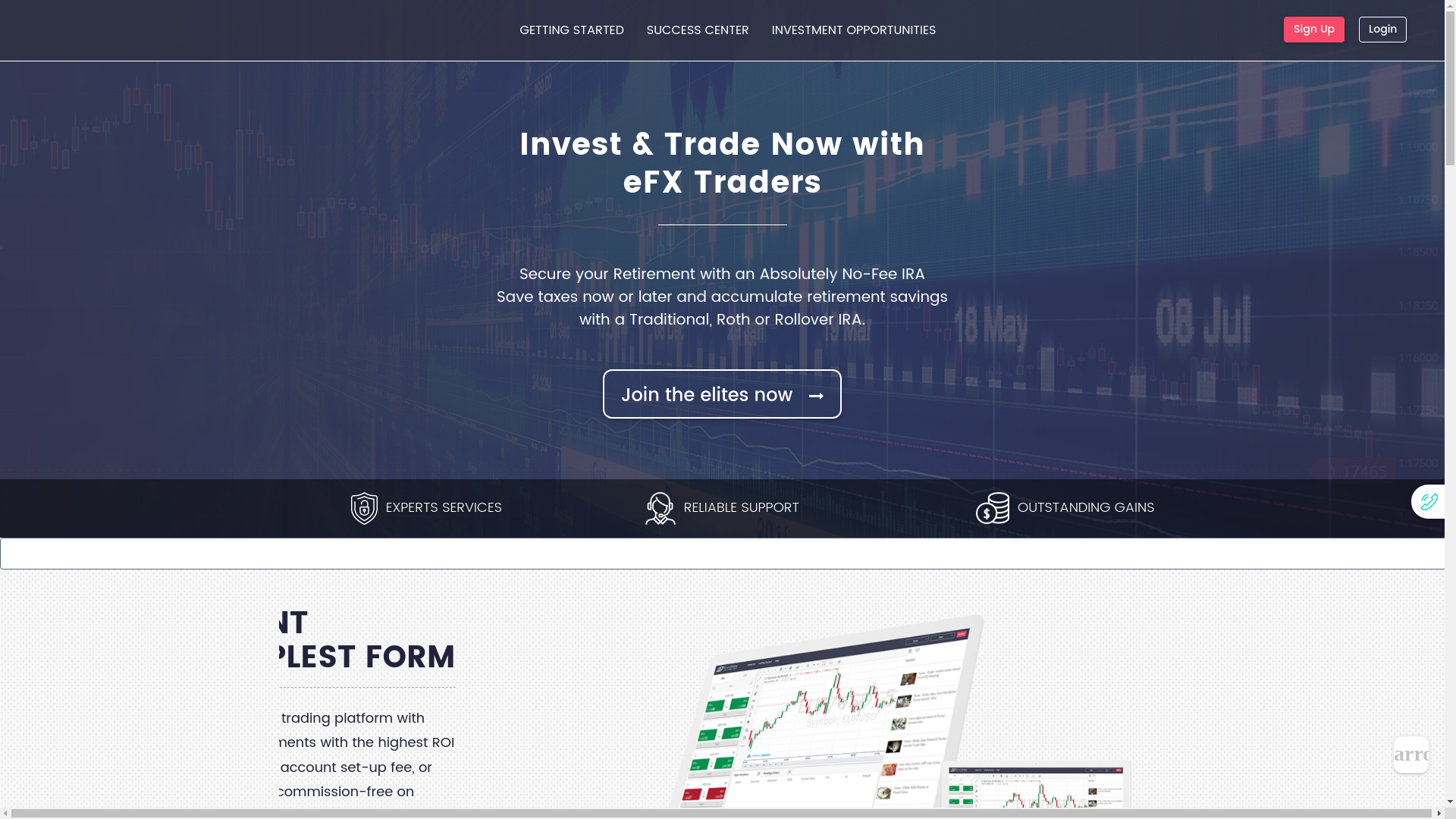 website screenshot of https://efxtraders.com/index.php