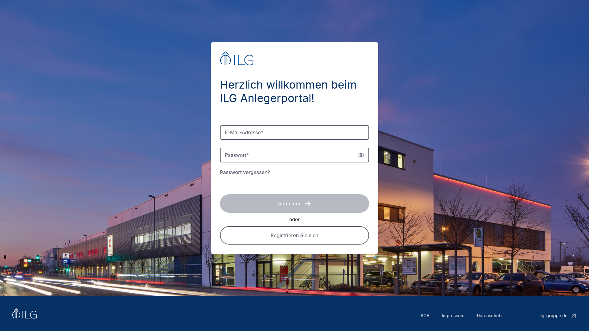 website screenshot of https://ilg-anlegerportal.de/