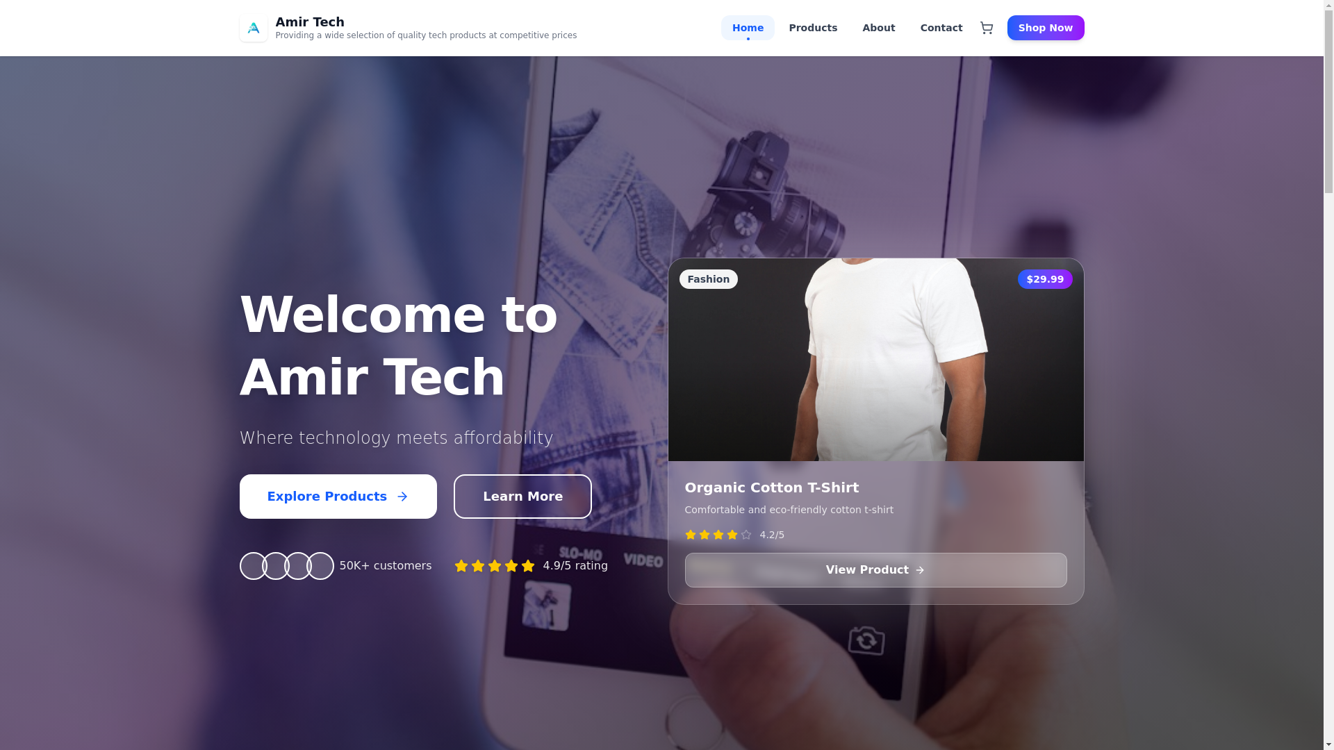 website screenshot of https://amirtechrd.store/