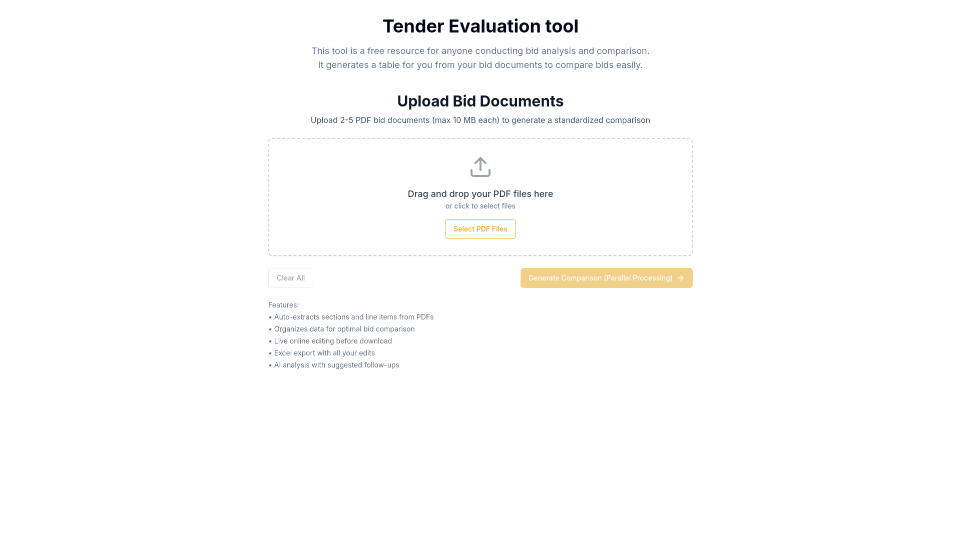 website screenshot of https://comparetenders.com/