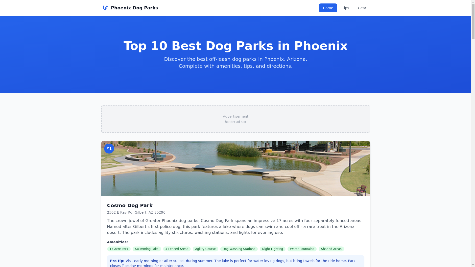 website screenshot of https://bestdogparksphoenix.com/