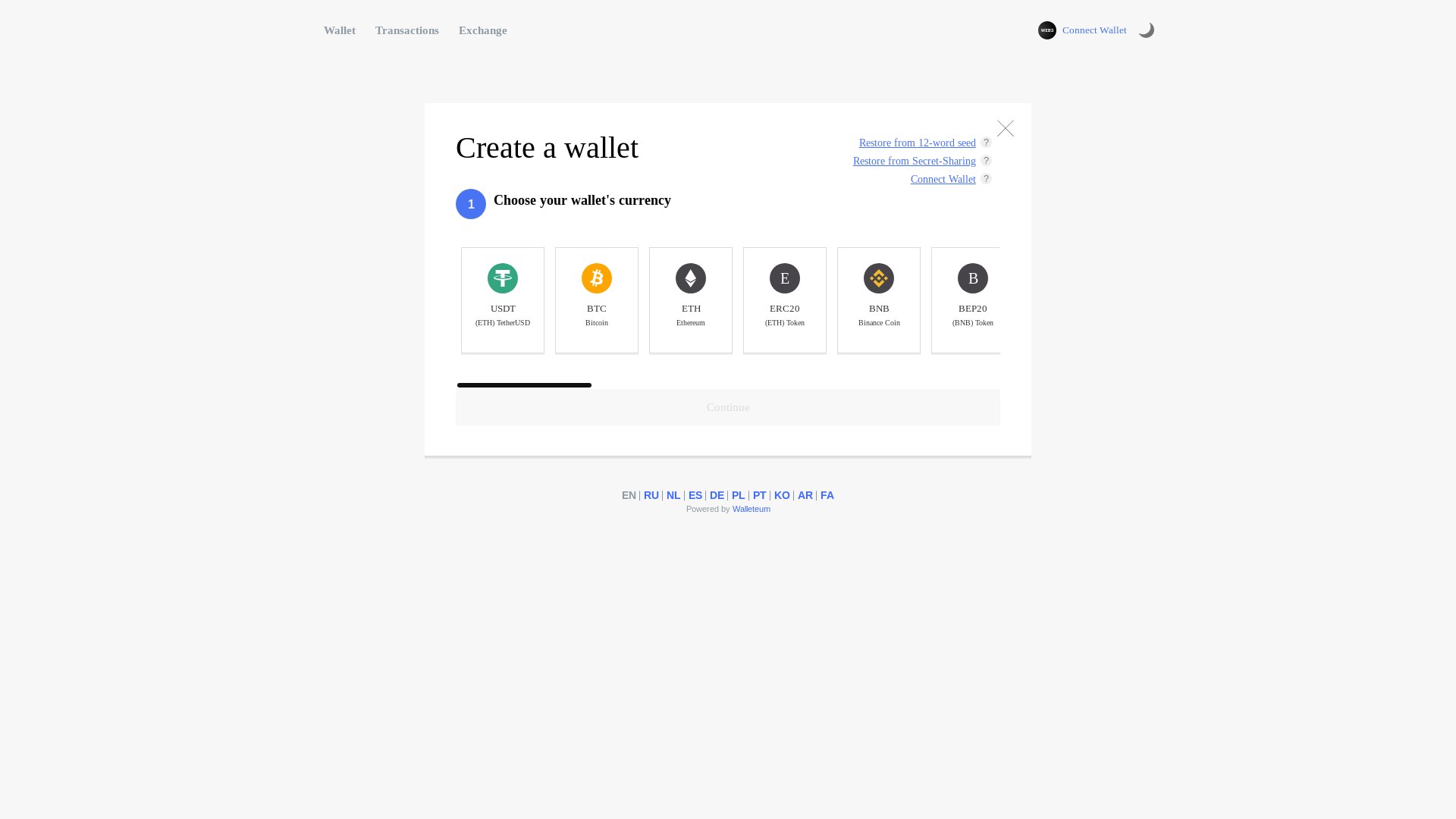 website screenshot of https://app.walleteum.com/
