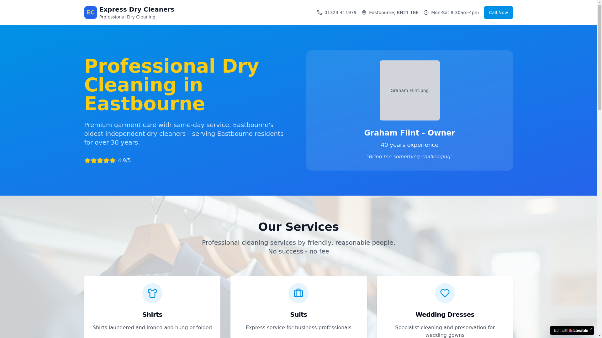 website screenshot of https://expressdrycleaners-eastbourne.co.uk/