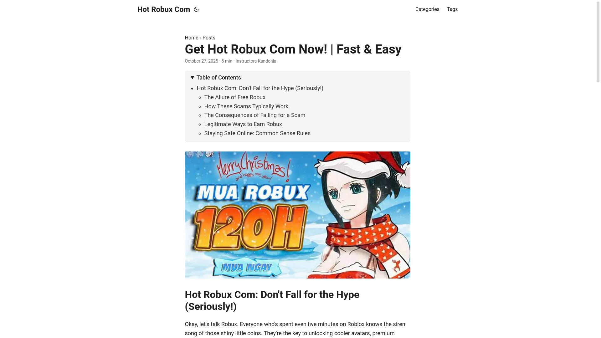 website screenshot of https://hot-robux-com.pages.dev/