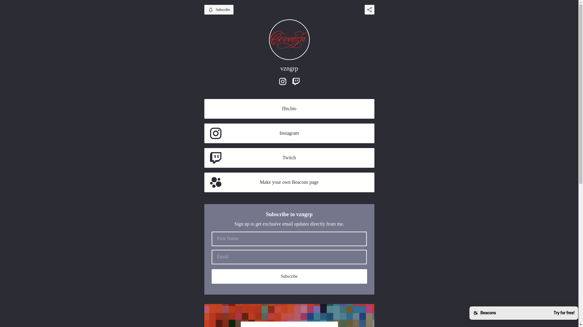 website screenshot of https://vzngrp.com/