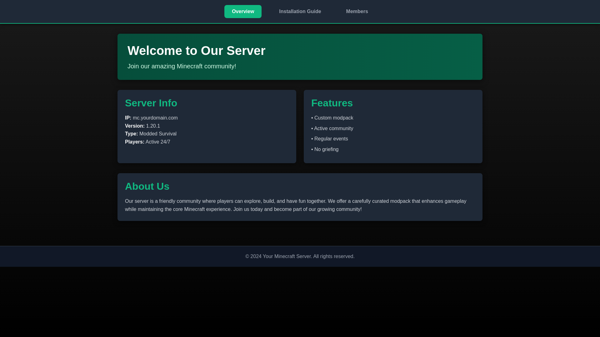 website screenshot of https://minecraft-server-zmc.pages.dev/