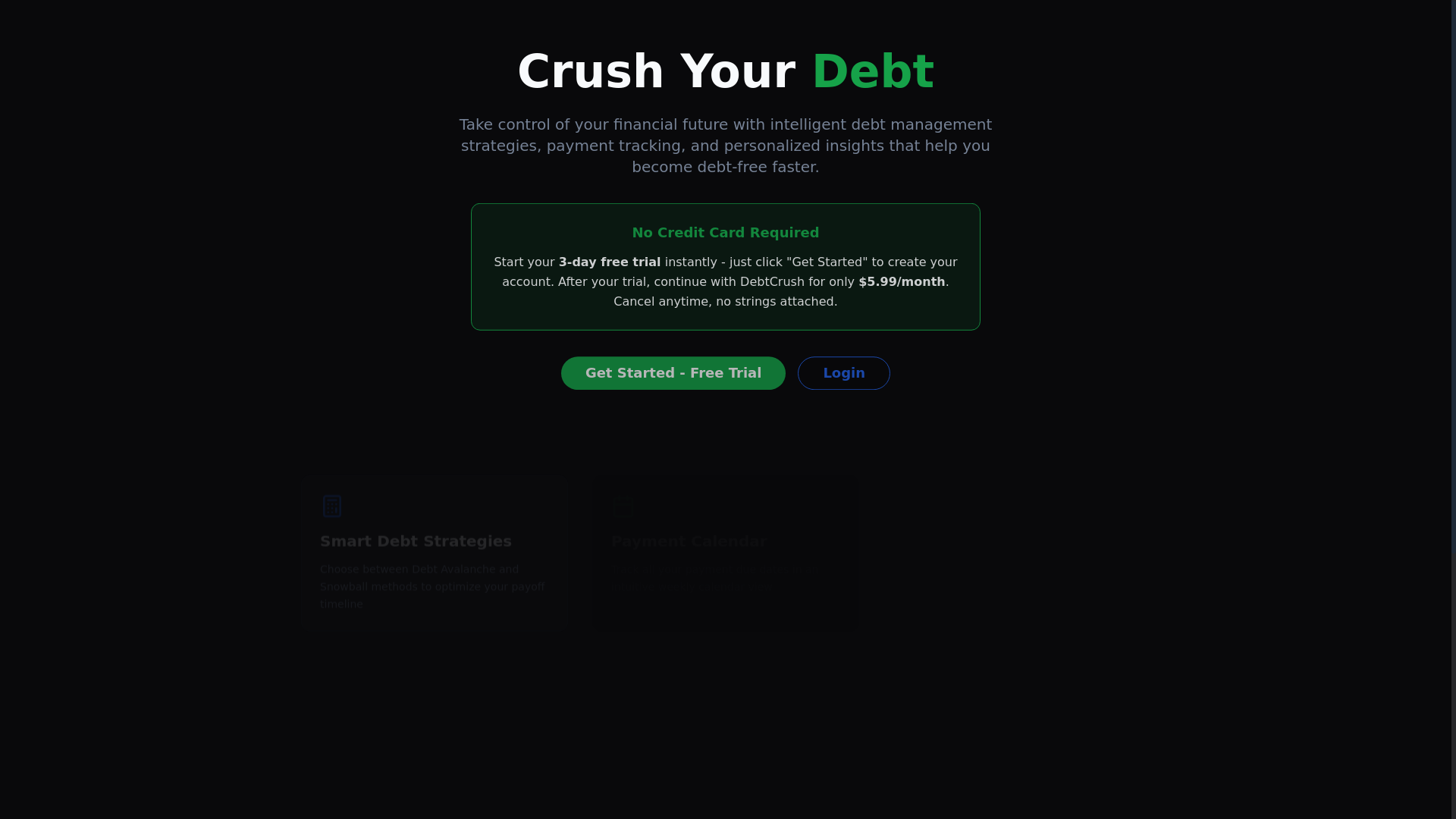 website screenshot of https://debtcrush.credit/